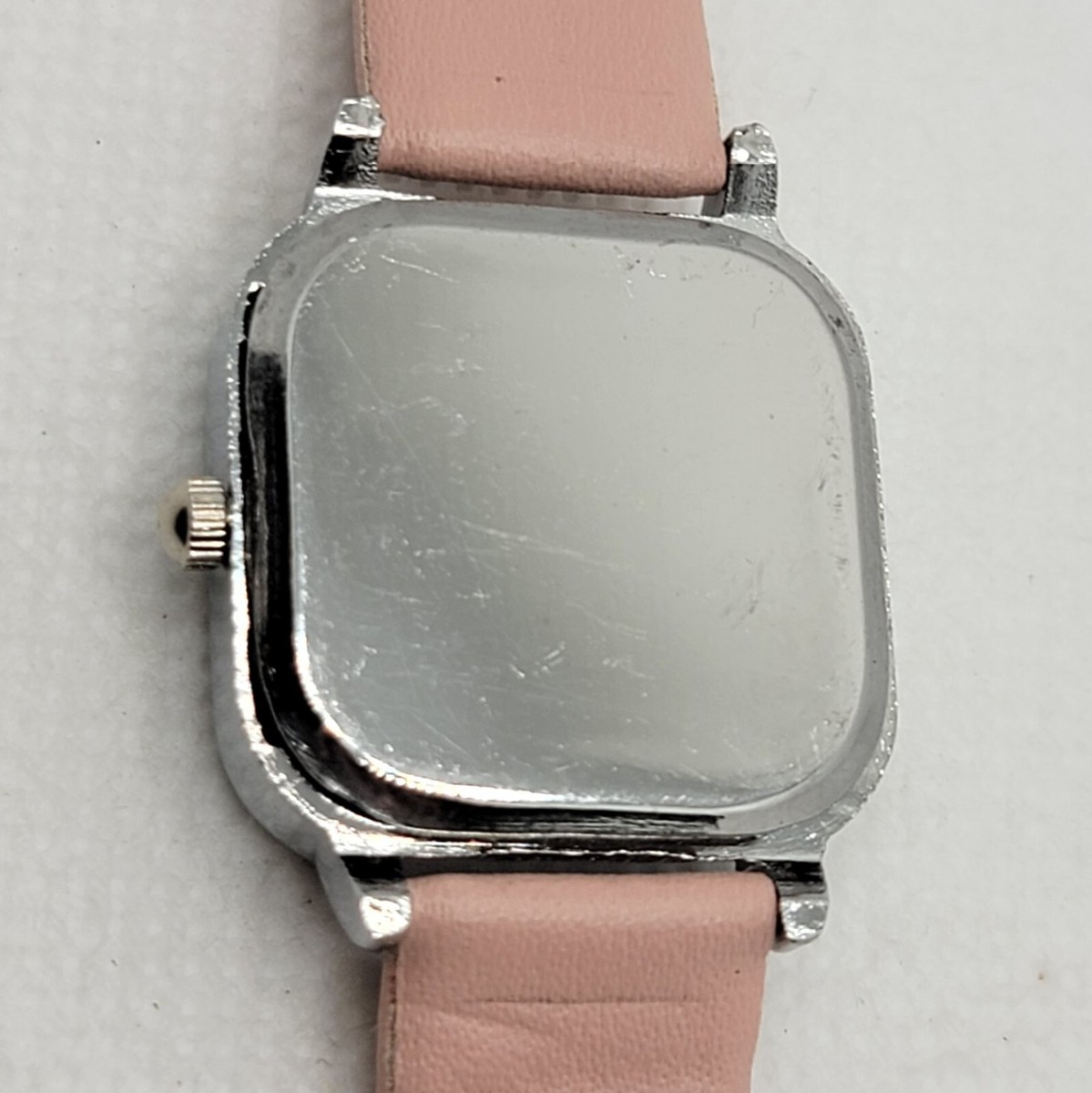 Ladies Classic Square Easy to Read Silver Tone Pink Faux  display picture 1