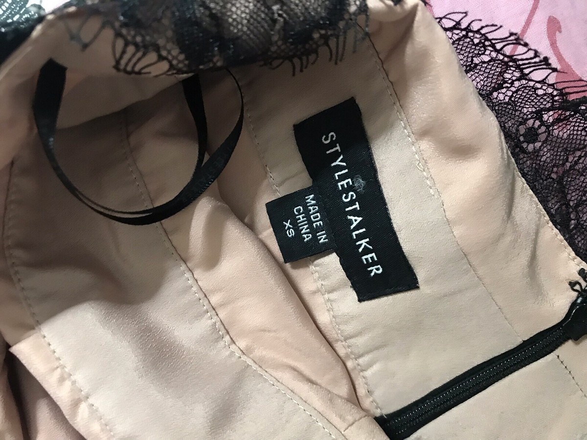 Robe Midi Dentelle Noire Stylestalker - Modèle Allende Dixie - Taille XS (Extra Small) - Neuf Avec étiquettes