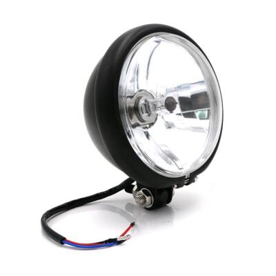 5 3/4'' Bates Style Black headlight 12V H4 Bulb Motorcycle, BSA, Triumph, Custom