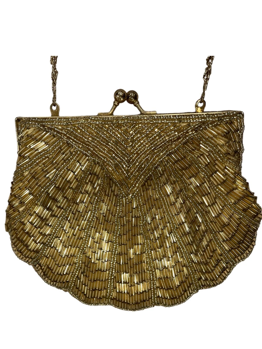 Vintage La Regale Gold Beaded Evening Purse