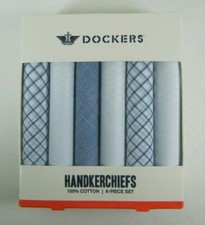 Dockers 6-Piece Men's Cotton Handkerchiefs Set Navy White or Blue White