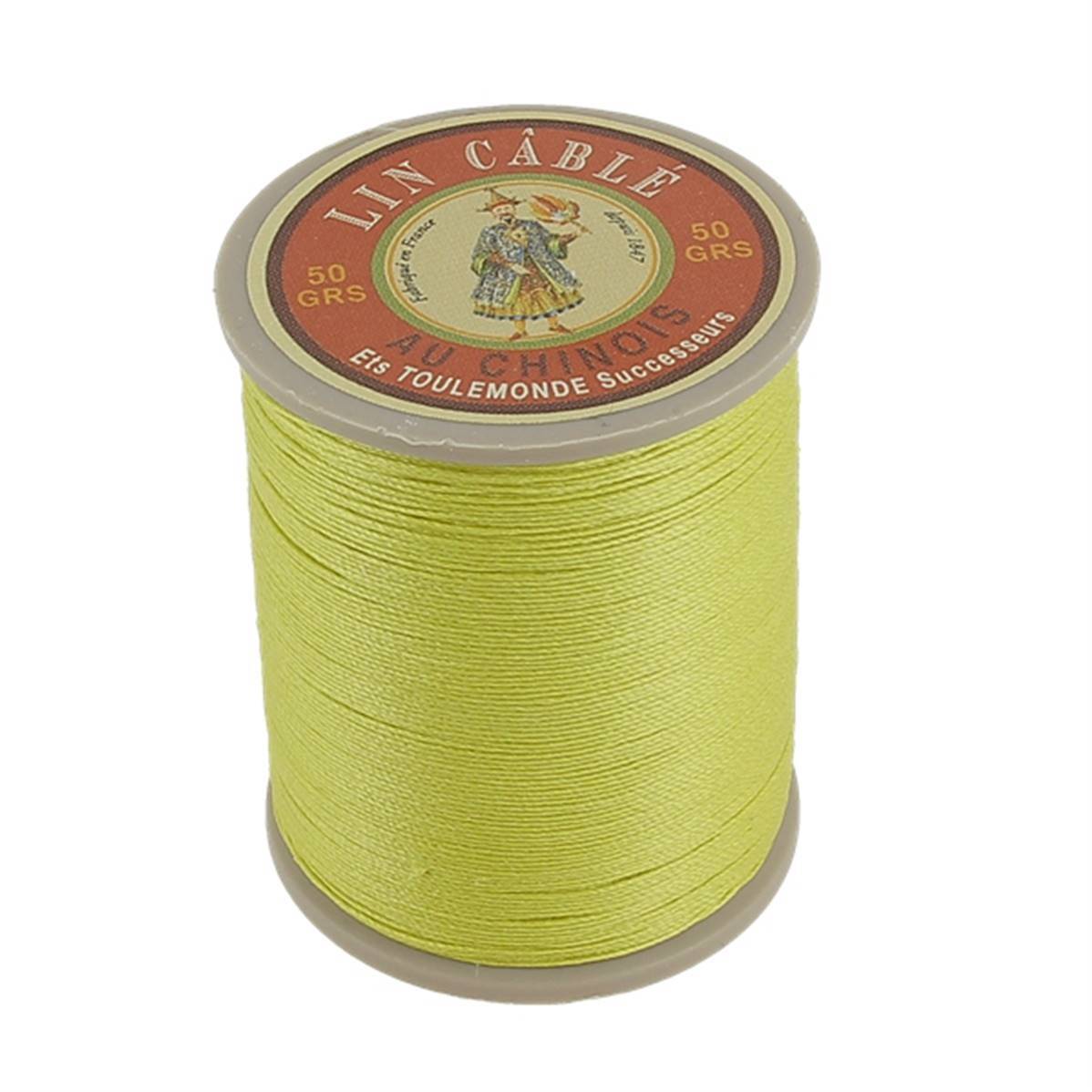 Fil de lin câblé glacé Au Chinois n° 532 coloris vert anis en bobine de 250 mètres