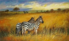 Handpainted Zebra African Scenery Oil Paintings On Canvas Art Wall Home Decor