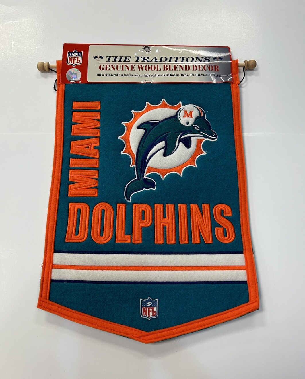 Miami Dolphins NFL Football Winning Streak Embroidered Traditions Wool Banner