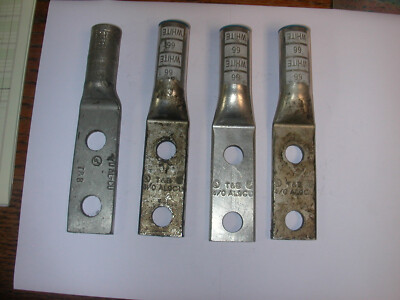 (4) THOMAS & BETTS 60250 4/0 AWG Two-Hole Lug Compression Connector White  1/2''