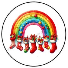 STOCKINGS CHRISTMAS RAINBOW ENVELOPE SEALS LABELS STICKERS PARTY FAVORS