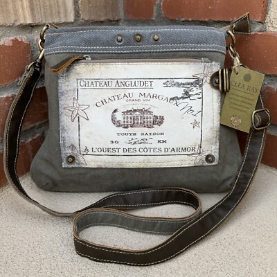 CLEA RAY Chateau Margaux Canvas Shoulder Bag with adjustable