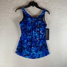 Miraclesuit Women's Cloud Leopard Ursula Tankini Blue Swim Top Size 8 NWT 9362