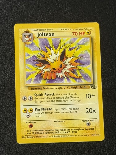 1999 Pokemon Jungle Jolteon 20/64 Rare WOTC Vintage TCG - LP / MP Non-Holo