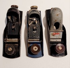 (3) VTG 7" SMOOTH BOTTOM BLOCK PLANES: 1 STANLEY; 1 UNMARKED; 1 "MADE IN USA"