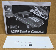 1969 Chevy Yenko Camaro Decals Instructions  125 Scale Amt New Model Parts