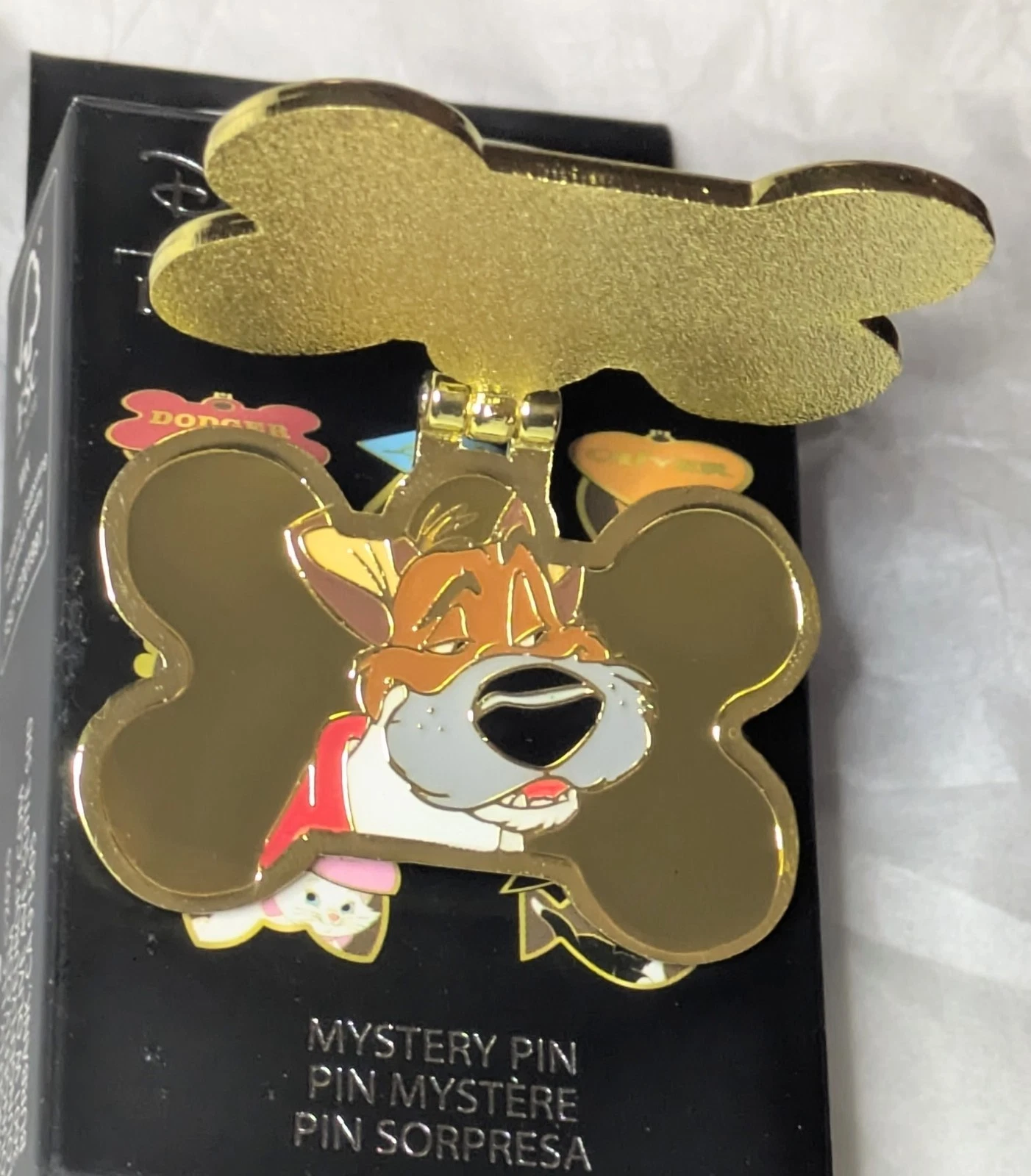 Loungefly Disney Pets Name Tag Hinged Blind Box Pin Oliver & Co. Dodger - Opened