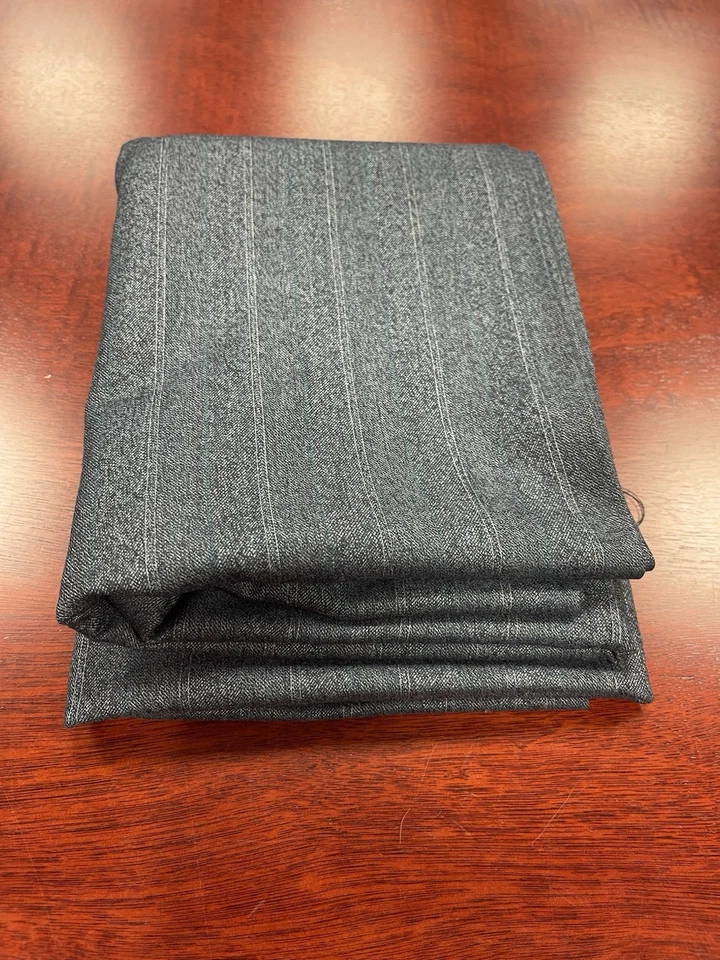 Tela de traje de mezcla de lana Mid Century NOS 2 yardas azul gris a rayas años 40-60 Foto 3 de 3