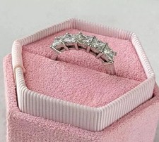 2Ct Princess-Cut Moissanite Eternity Wedding Band Ring 14K White Gold Plated