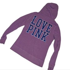 Victoria s Secret PINK Zip Up Hoodie Small Purple LOVE PINK Y2K Vintage