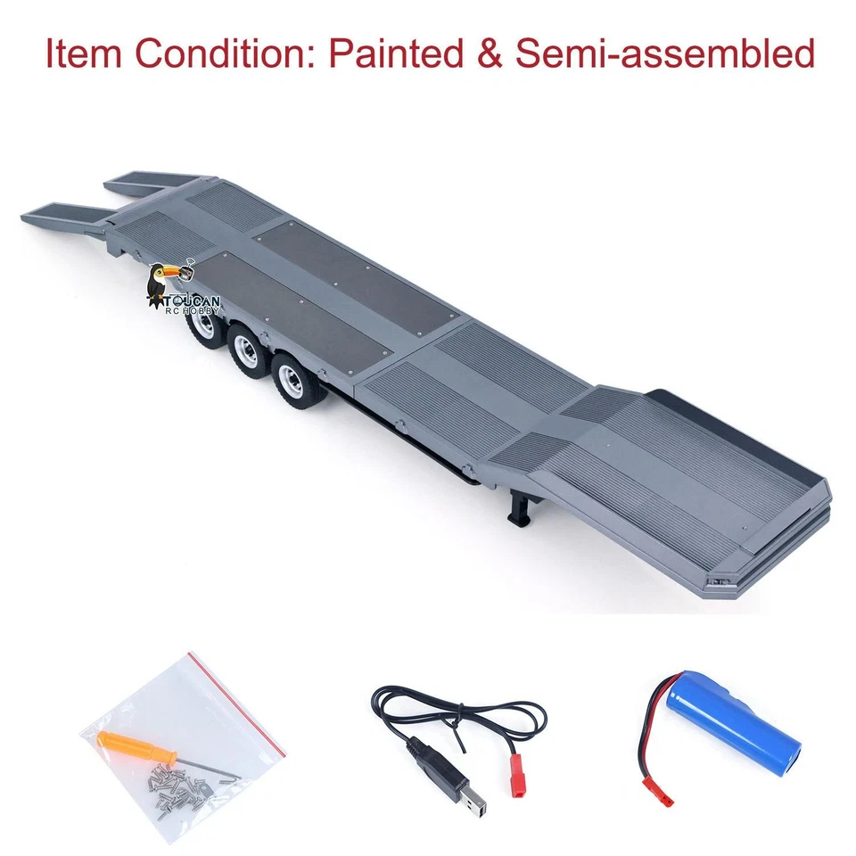 Plastic 3-Axles Semi Trailer Flatbed 1502 for 1/18 RC Tractor Truck HUINA 1501 - Image 3 of 4