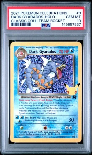 2021 POKEMON CELEBRATIONS CLASSIC COLLECTION #8 DARK GYARADOS-HOLO PSA 10