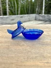 Mini Vtg Cobalt Blue Depression Style Hen On Nest Salt Cellar/ Trinket Dish