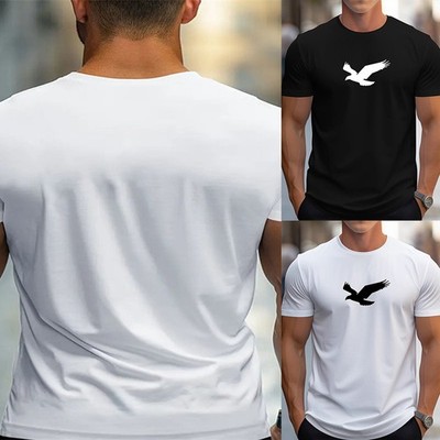 Herren Große Größen Bedrucktes T-Shirt Sommer Freizeit Lockere Passform Rundhals Oberteil