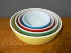 Vintage Pyrex 4-Pc Primary Colors Nesting Mixing Bowl Set #401, 402 , 403, & 404