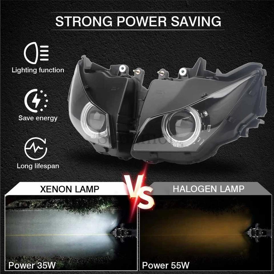 Conjunto de faros delanteros blanco ojo de ángel para Honda CBR1000RR 2012-2015 Foto 3 de 4