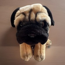 VTG Toys R Us Animal Alley Pug Puppy Dog Stuffed Animal Plush Tan Black 11"