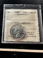1948  ICCS Graded Canadian ¢25 Cent**AU-55** Cert# HC 861