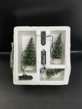 Hawthorne Village Lighted Christmas Trees Set Of 3 Light Up Winter Pines 2005