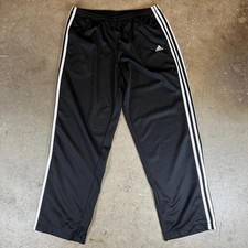 Vintage Y2K Adidas black track pants with white stripes Mens Size Large