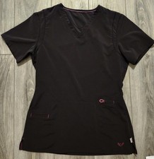 UNBRANDED TAG MISSING WOMENS SIZE SMALL NURSING MEDICAL BLACK BLOUSE SCRUBS