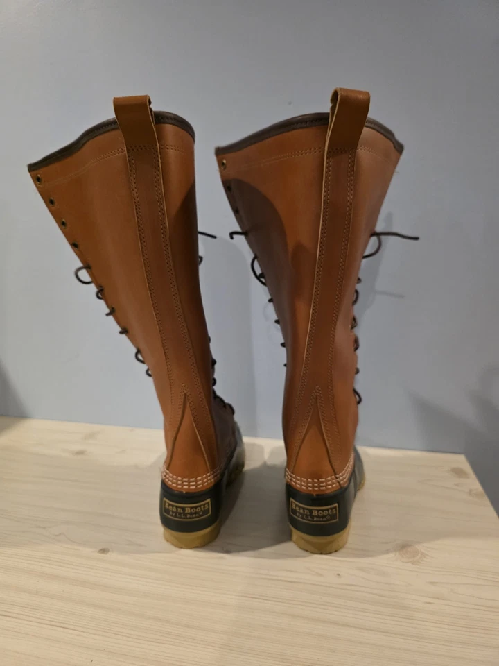 Bota de frijoles LL Bean EE. UU. para mujer talla 6 alta de cuero de oveja forrada con cordones 16" Foto 4 de 4