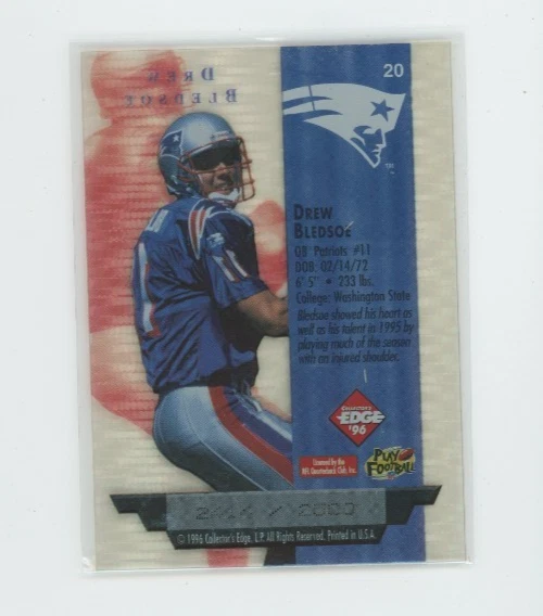 1996 Collectors Edge Presidents Reserve Air Force One Drew Bledsoe /2500 - Image 2 of 2