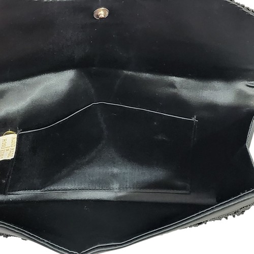 Vintage MM Kane Beaded Clutch Purse Black Satin Formal Special Event Hong Kong - Picture 19 of 21