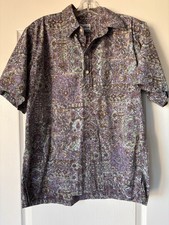 VINTAGE Reyn Spooner Mens Hawaiian Shirt Size Small Half Button Purple Cotton