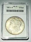 1885-O MORGAN SILVER DOLLAR ANACS MS 65 CERTIFIED, RIM TONING - 977048