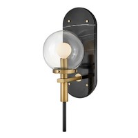 Wandleuchte Bad Marmorplatte H: 41.4 Cm Glas Kugel Schirm IP44 E27 Lampe Wand