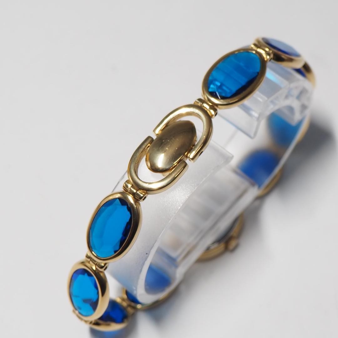 美品 セイコー SEIKO ラサール バングルウォッチ 腕時計 F508 Seiko LaSalle Bangle Watch Ladies Quartz F508 Gold Blue