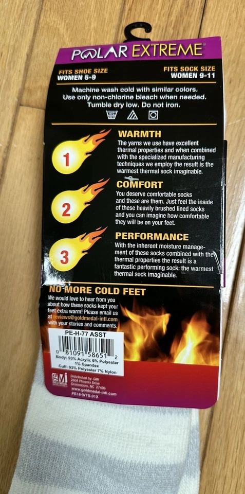 Solar Extreme women size 9-11 acrylic blend insulated thermal boot socks - Image 2 of 3