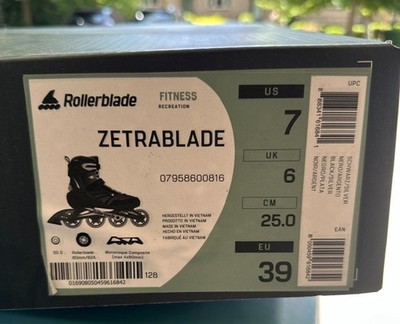  Rollerblade Zetrablade Men's Adult Fitness Inline Skate, Black and Silver 