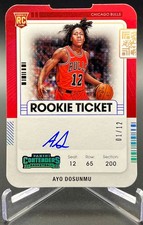2021-22 Panini Contenders Ayo Dosunmu Rookie Ticket Stub /12 Auto RC SSP #133