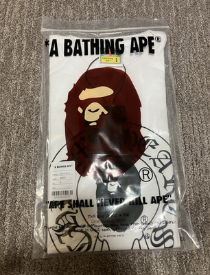 A Bathing Ape BAPE White Ape Head Graphic Logo Crew Neck T-Shirt Men's S