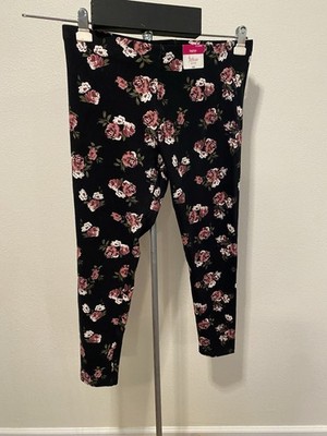 Flirtitude Active Womens Size XL Leggings Chalk Rose Print 32X26.5 