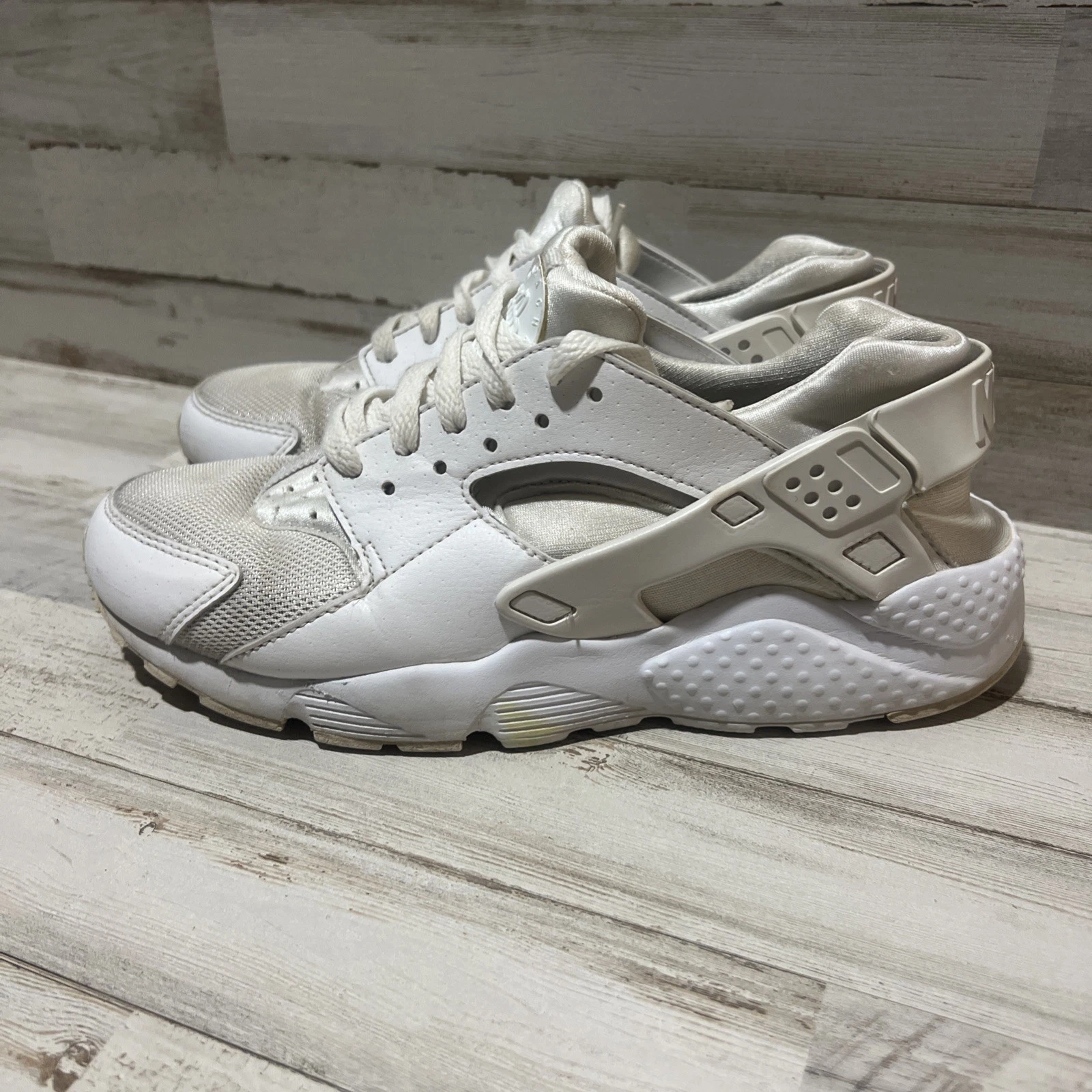 Scarpe sneakers Nike Air Huarache giovani taglia 7Y 654275 110 bianco panna usate