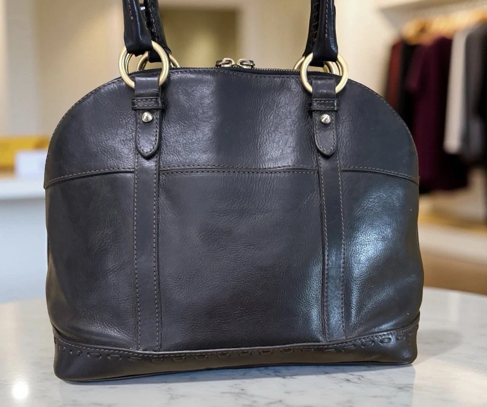 Dooney Bourke Black Florentine Leather Large Domed Satchel Shoulder Bag DB-02 - Image 4 of 4