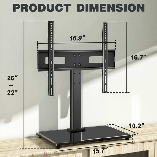 Universal Tabletop TV Stand Glass Base with Mount for 27-60 inch Flat Screen TVs - Picture 8 of 12