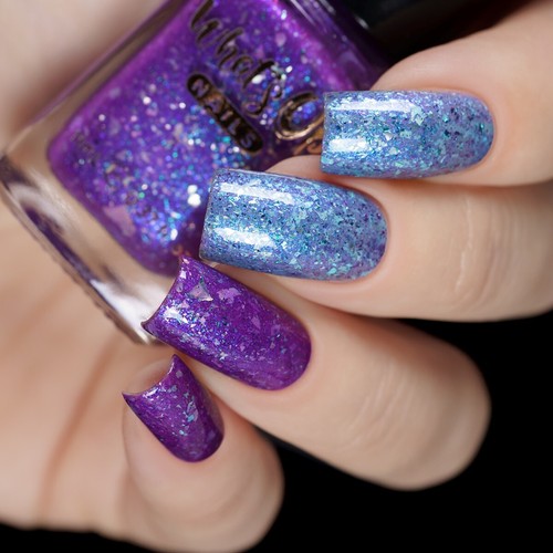 Whats Up Nails - Smalto piccante o ghiacciato (termico da viola a blu con fiocchi) - Foto 5 di 22
