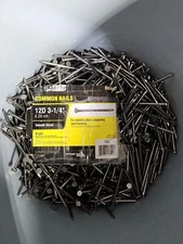 21 Lbs GRIP RITE 12D 3-1/4” Common Nails Smooth Shank Bright "New" Open Box 