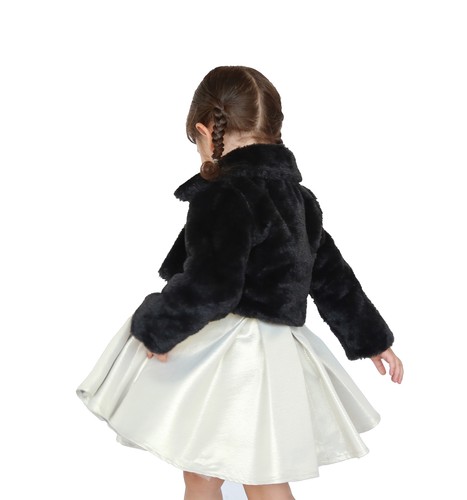 Girls Faux Fur Bolero Shrug Button Closure Cozy Jacket - Picture 28 of 68