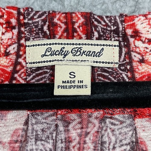 Lucky Brand Damen Bluse rot Blumen Paisley Langarm U-Ausschnitt Größe S - Bild 5 von 9