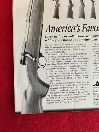 Vintage 1998 Print Ad Marlin MR7, 336CS, 30AS, 1894CB Rifles Advertisement - Picture 5 of 7